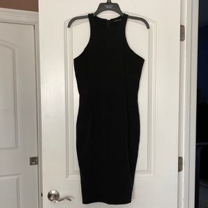 Zara Sleeveless Zipper Sheath Little Black Midi Dress - M